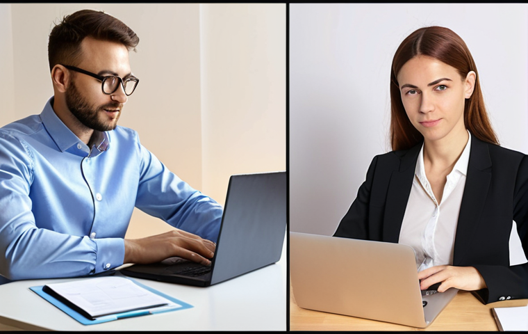 **
Prompt: A split-screen image. On one side, a person in business attire confidently presents a sustainable project, showcasing project management skills. On the other side, the same person is participating in a short online SEO course on a laptop, indicating upskilling. Bright, professional setting. Emphasis on career transition and acquiring new skills.
**